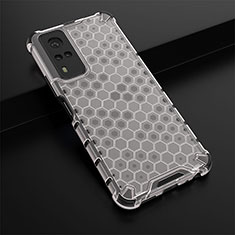 Coque Rebord Contour Silicone et Vitre Transparente Housse Etui 360 Degres AM1 pour Vivo Y53s NFC Blanc