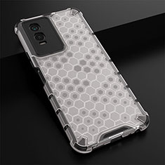 Coque Rebord Contour Silicone et Vitre Transparente Housse Etui 360 Degres AM1 pour Vivo Y74s 5G Blanc