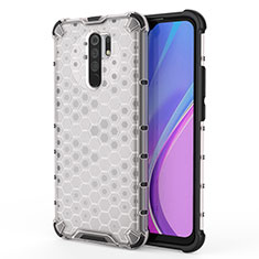 Coque Rebord Contour Silicone et Vitre Transparente Housse Etui 360 Degres AM1 pour Xiaomi Poco M2 Blanc