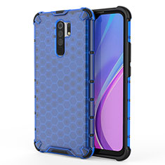 Coque Rebord Contour Silicone et Vitre Transparente Housse Etui 360 Degres AM1 pour Xiaomi Poco M2 Bleu