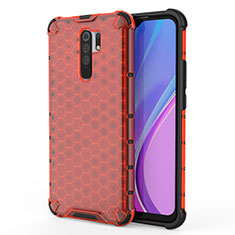 Coque Rebord Contour Silicone et Vitre Transparente Housse Etui 360 Degres AM1 pour Xiaomi Poco M2 Rouge