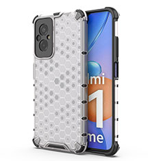 Coque Rebord Contour Silicone et Vitre Transparente Housse Etui 360 Degres AM1 pour Xiaomi Redmi 11 Prime 4G Blanc