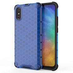 Coque Rebord Contour Silicone et Vitre Transparente Housse Etui 360 Degres AM1 pour Xiaomi Redmi 9A Bleu