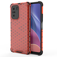 Coque Rebord Contour Silicone et Vitre Transparente Housse Etui 360 Degres AM1 pour Xiaomi Redmi K40 5G Rouge