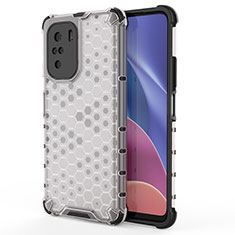 Coque Rebord Contour Silicone et Vitre Transparente Housse Etui 360 Degres AM1 pour Xiaomi Redmi K40 Pro+ Plus 5G Blanc