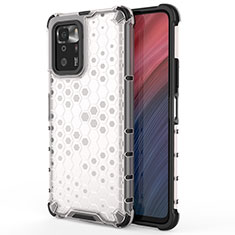 Coque Rebord Contour Silicone et Vitre Transparente Housse Etui 360 Degres AM1 pour Xiaomi Redmi Note 10 Pro 5G Blanc