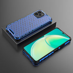 Coque Rebord Contour Silicone et Vitre Transparente Housse Etui 360 Degres AM2 pour Huawei Enjoy 50z Bleu