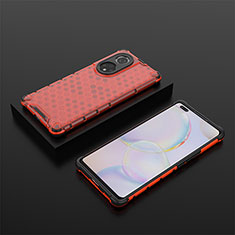 Coque Rebord Contour Silicone et Vitre Transparente Housse Etui 360 Degres AM2 pour Huawei Honor 50 Pro 5G Rouge