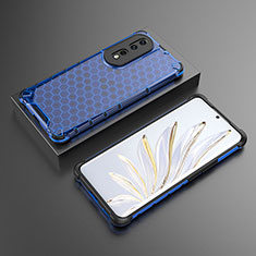 Coque Rebord Contour Silicone et Vitre Transparente Housse Etui 360 Degres AM2 pour Huawei Honor 80 Pro 5G Bleu