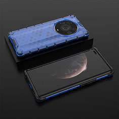 Coque Rebord Contour Silicone et Vitre Transparente Housse Etui 360 Degres AM2 pour Huawei Honor Magic3 Pro+ Plus 5G Bleu