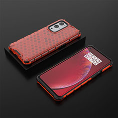 Coque Rebord Contour Silicone et Vitre Transparente Housse Etui 360 Degres AM2 pour OnePlus 9 Pro 5G Rouge