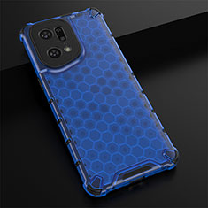 Coque Rebord Contour Silicone et Vitre Transparente Housse Etui 360 Degres AM2 pour Oppo Find X5 Pro 5G Bleu