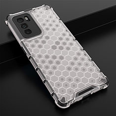 Coque Rebord Contour Silicone et Vitre Transparente Housse Etui 360 Degres AM2 pour Oppo Reno6 Pro 5G India Blanc