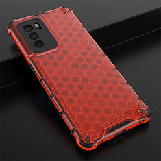 Coque Rebord Contour Silicone et Vitre Transparente Housse Etui 360 Degres AM2 pour Oppo Reno6 Pro 5G India Rouge