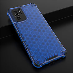 Coque Rebord Contour Silicone et Vitre Transparente Housse Etui 360 Degres AM2 pour Oppo Reno6 Z 5G Bleu