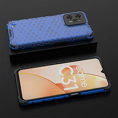 Coque Rebord Contour Silicone et Vitre Transparente Housse Etui 360 Degres AM2 pour Realme C31 Bleu