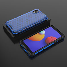 Coque Rebord Contour Silicone et Vitre Transparente Housse Etui 360 Degres AM2 pour Samsung Galaxy A01 Core Bleu