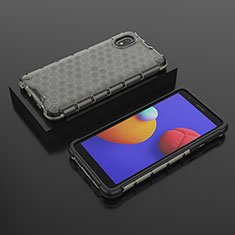 Coque Rebord Contour Silicone et Vitre Transparente Housse Etui 360 Degres AM2 pour Samsung Galaxy A01 Core Noir