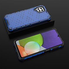 Coque Rebord Contour Silicone et Vitre Transparente Housse Etui 360 Degres AM2 pour Samsung Galaxy A22 4G Bleu