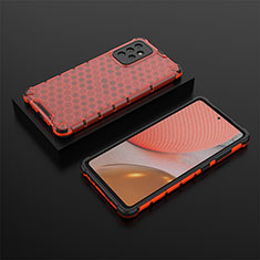 Coque Rebord Contour Silicone et Vitre Transparente Housse Etui 360 Degres AM2 pour Samsung Galaxy A72 4G Rouge