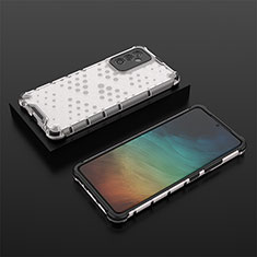 Coque Rebord Contour Silicone et Vitre Transparente Housse Etui 360 Degres AM2 pour Samsung Galaxy A82 5G Blanc