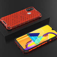 Coque Rebord Contour Silicone et Vitre Transparente Housse Etui 360 Degres AM2 pour Samsung Galaxy M30s Rouge