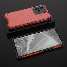 Coque Rebord Contour Silicone et Vitre Transparente Housse Etui 360 Degres AM2 pour Vivo iQOO 10 5G Rouge