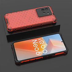 Coque Rebord Contour Silicone et Vitre Transparente Housse Etui 360 Degres AM2 pour Vivo iQOO Neo6 SE 5G Rouge