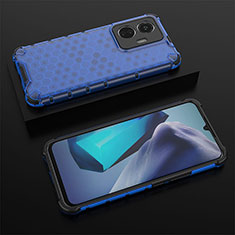 Coque Rebord Contour Silicone et Vitre Transparente Housse Etui 360 Degres AM2 pour Vivo T1 4G Bleu