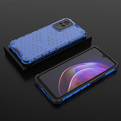 Coque Rebord Contour Silicone et Vitre Transparente Housse Etui 360 Degres AM2 pour Vivo V21s 5G Bleu