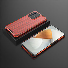 Coque Rebord Contour Silicone et Vitre Transparente Housse Etui 360 Degres AM2 pour Vivo V23 Pro 5G Rouge