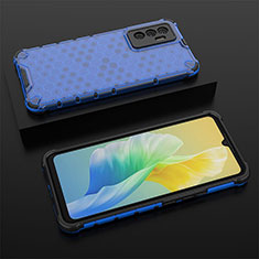 Coque Rebord Contour Silicone et Vitre Transparente Housse Etui 360 Degres AM2 pour Vivo V23e 5G Bleu