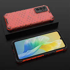 Coque Rebord Contour Silicone et Vitre Transparente Housse Etui 360 Degres AM2 pour Vivo V23e 5G Rouge