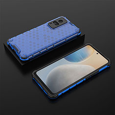 Coque Rebord Contour Silicone et Vitre Transparente Housse Etui 360 Degres AM2 pour Vivo X60 Pro 5G Bleu