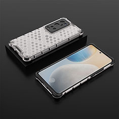 Coque Rebord Contour Silicone et Vitre Transparente Housse Etui 360 Degres AM2 pour Vivo X60 Pro+ Plus 5G Blanc