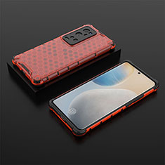 Coque Rebord Contour Silicone et Vitre Transparente Housse Etui 360 Degres AM2 pour Vivo X60 Pro+ Plus 5G Rouge