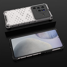 Coque Rebord Contour Silicone et Vitre Transparente Housse Etui 360 Degres AM2 pour Vivo X80 Pro 5G Blanc