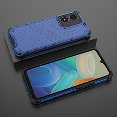 Coque Rebord Contour Silicone et Vitre Transparente Housse Etui 360 Degres AM2 pour Vivo Y02S Bleu