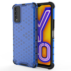 Coque Rebord Contour Silicone et Vitre Transparente Housse Etui 360 Degres AM2 pour Vivo Y11s Bleu