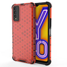 Coque Rebord Contour Silicone et Vitre Transparente Housse Etui 360 Degres AM2 pour Vivo Y12G Rouge