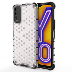 Coque Rebord Contour Silicone et Vitre Transparente Housse Etui 360 Degres AM2 pour Vivo Y12s (2021) Blanc