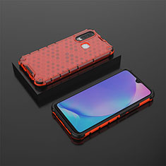 Coque Rebord Contour Silicone et Vitre Transparente Housse Etui 360 Degres AM2 pour Vivo Y17 Rouge