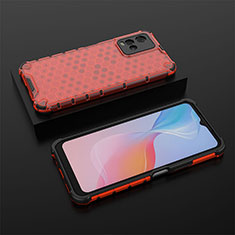 Coque Rebord Contour Silicone et Vitre Transparente Housse Etui 360 Degres AM2 pour Vivo Y21 Rouge