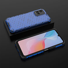 Coque Rebord Contour Silicone et Vitre Transparente Housse Etui 360 Degres AM2 pour Vivo Y21e Bleu