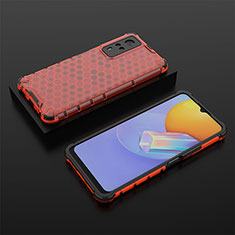 Coque Rebord Contour Silicone et Vitre Transparente Housse Etui 360 Degres AM2 pour Vivo Y53s NFC Rouge