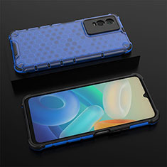 Coque Rebord Contour Silicone et Vitre Transparente Housse Etui 360 Degres AM2 pour Vivo Y74s 5G Bleu