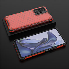 Coque Rebord Contour Silicone et Vitre Transparente Housse Etui 360 Degres AM2 pour Xiaomi Mi 11T Pro 5G Rouge