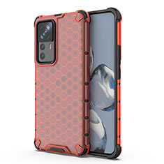 Coque Rebord Contour Silicone et Vitre Transparente Housse Etui 360 Degres AM2 pour Xiaomi Mi 12T 5G Rouge