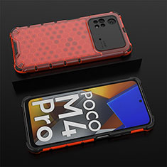 Coque Rebord Contour Silicone et Vitre Transparente Housse Etui 360 Degres AM2 pour Xiaomi Poco M4 Pro 4G Rouge