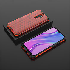 Coque Rebord Contour Silicone et Vitre Transparente Housse Etui 360 Degres AM2 pour Xiaomi Redmi 9 Prime India Rouge